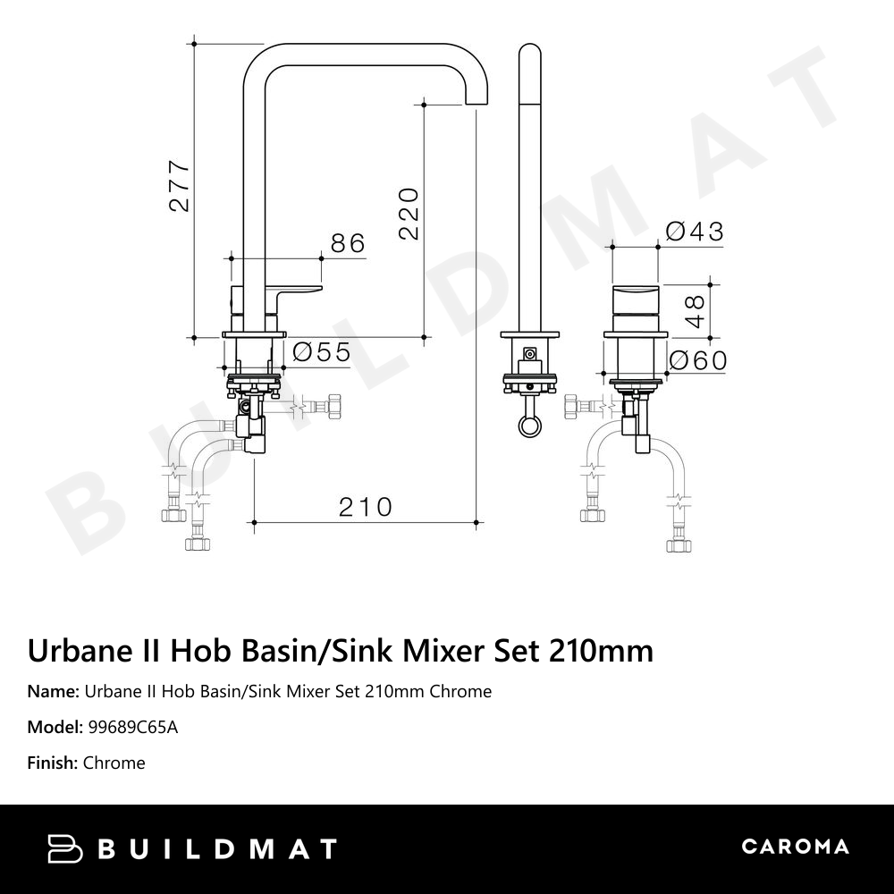 Urbane II Hob Basin/Sink Mixer Set 210mm Chrome