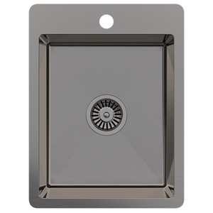 Evelyn 380x500 Single Bowl Tap Landing Sink Brushed Gunmetal - Brushed Gunmetal