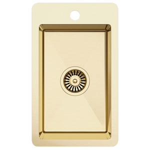 Harper 300x500 Single Bowl Butler Tap Landing Sink Brushed Brass Gold - Brushed Brass Gold