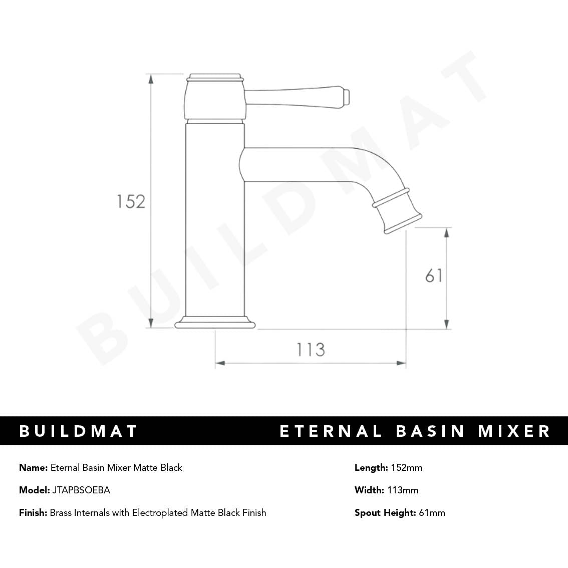 Eternal Basin Mixer Matte Black