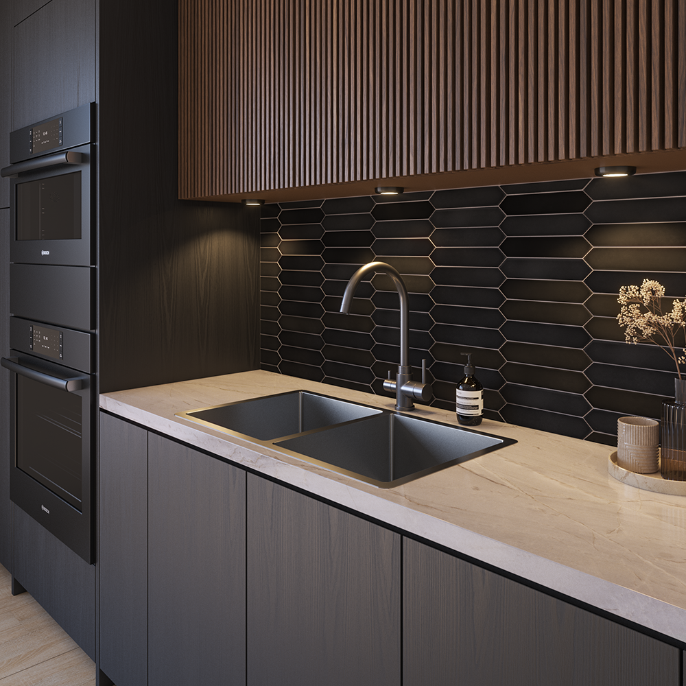 Brushed Gunmetal Madison 775x450 Double Bowl Sink