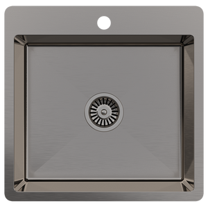 Leo 510x500 Single Bowl Tap Landing Sink Brushed Gunmetal - Brushed Gunmetal