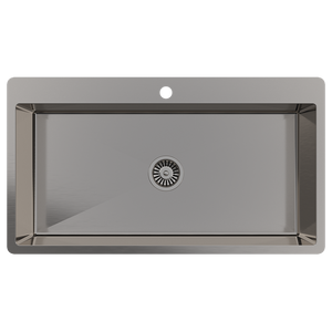 Mila 900x500 XXLarge Single Bowl Tap Landing Sink Brushed Gunmetal - Brushed Gunmetal