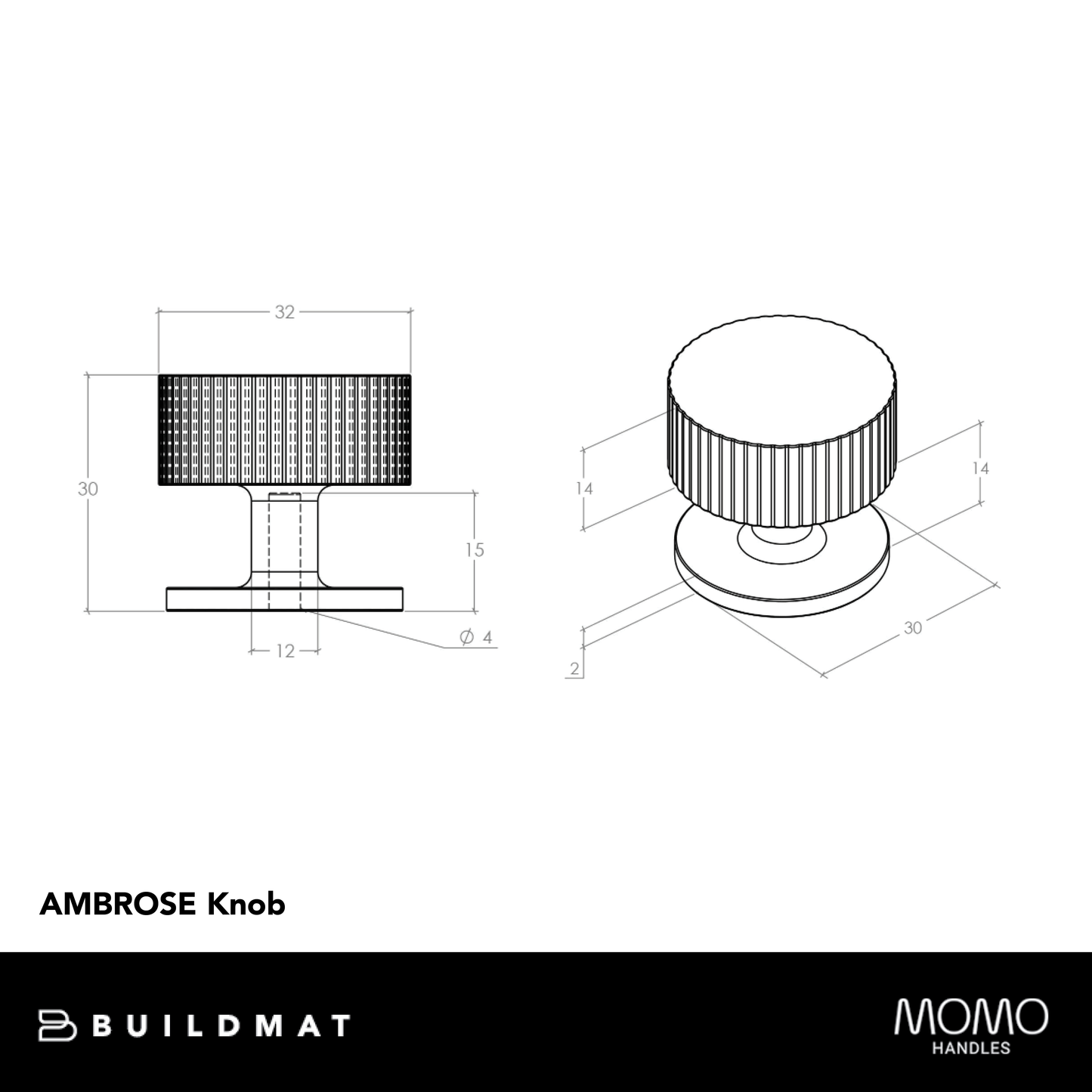 Momo Ambrose Round Knob 32mm Antique Bronze Matte