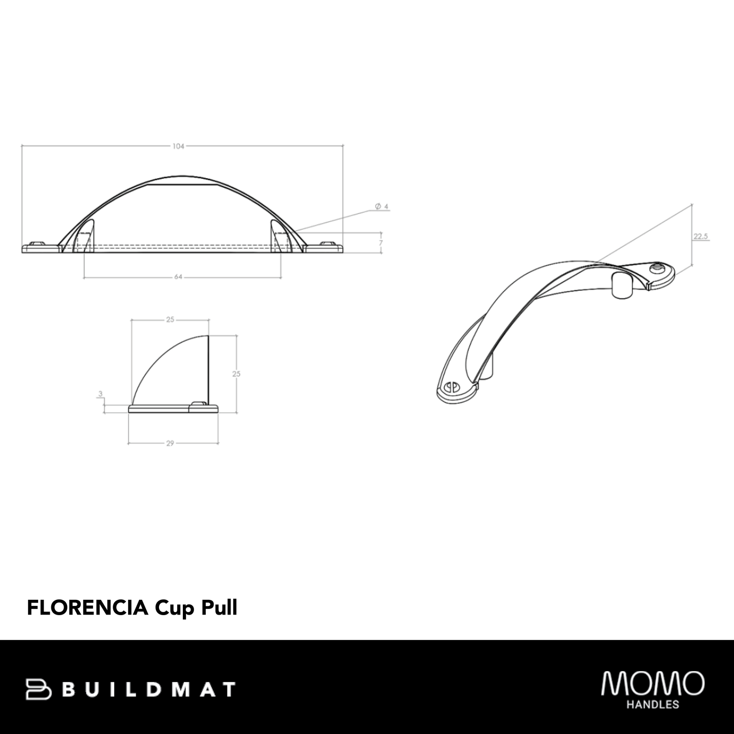Momo Florencia Cup Pull 64mm Brushed Nickel