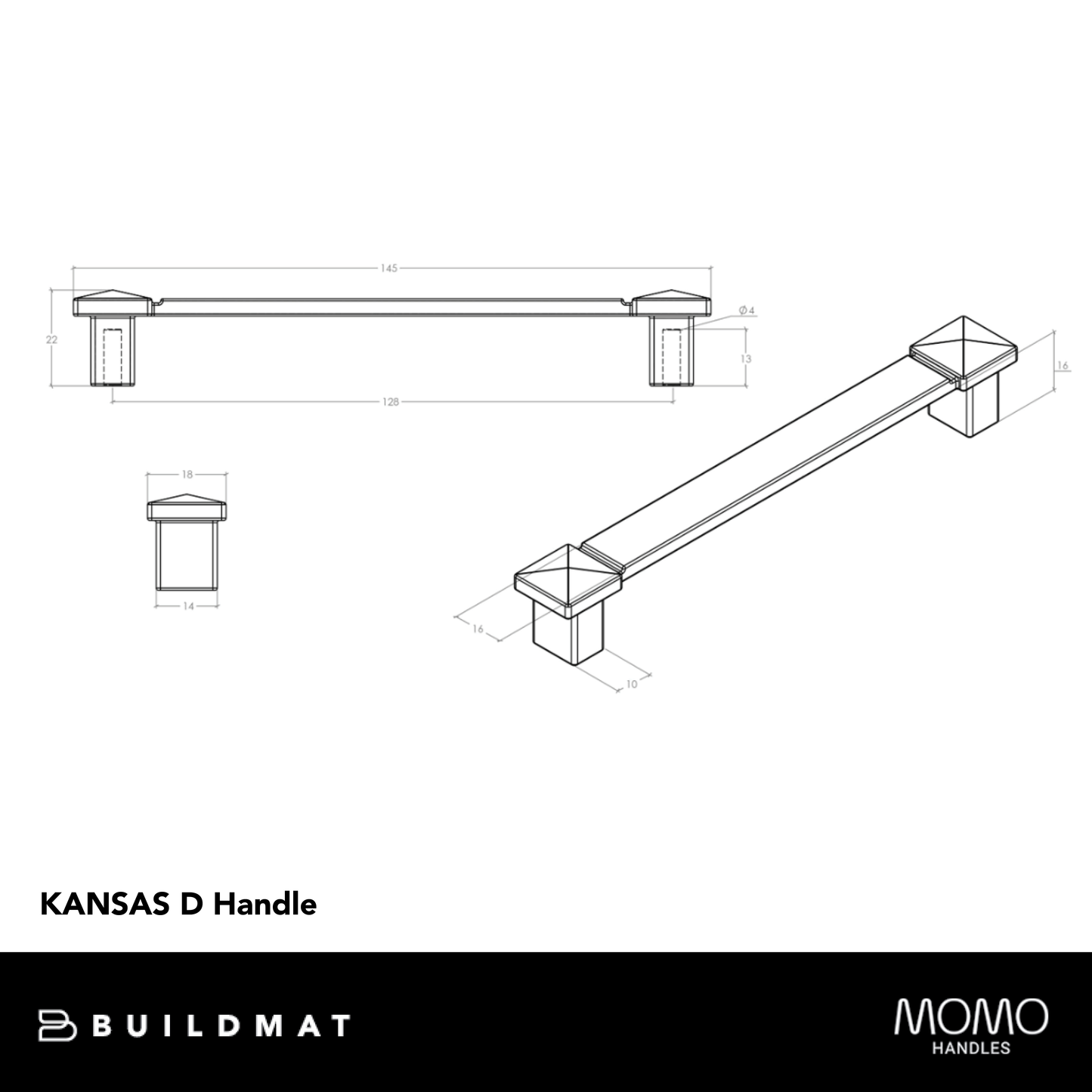 Momo Kansas D Handle 128mm Antique Cream
