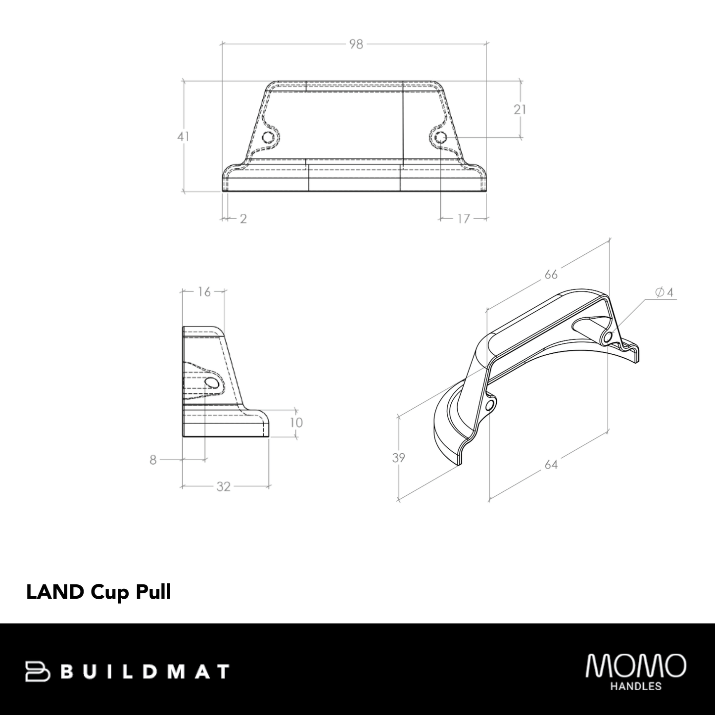 Momo Land Cup Pull 64mm Matte Black