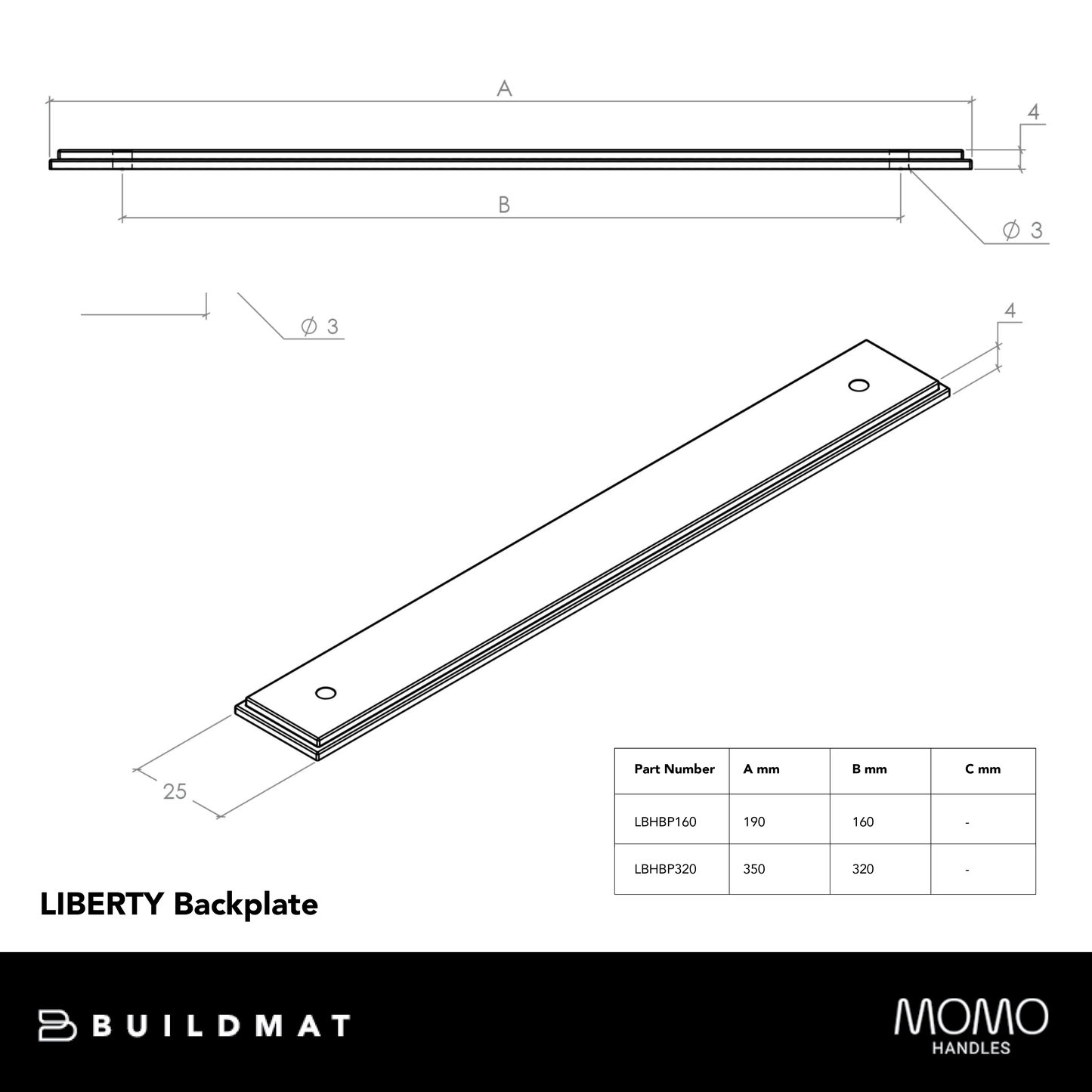 Momo Liberty Backplate 160mm Dark Brushed Brass