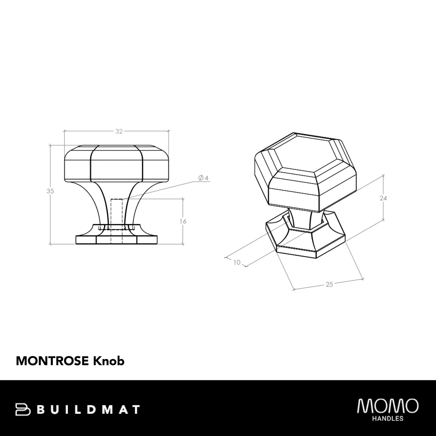 Momo Montrose Knob 32mm Pewter