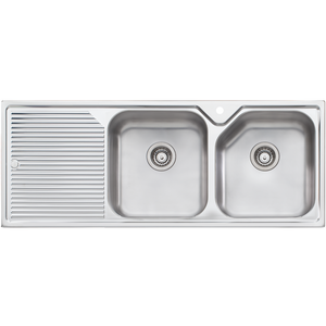 Nu-Petite Double Bowl Topmount Sink With Drainer Right Stainless Steel - Stainless Steel