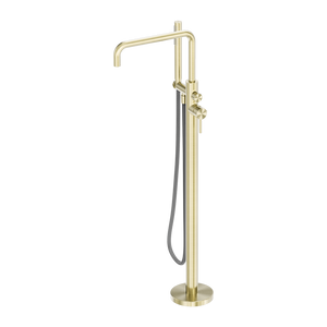 Zen Freestanding Bath Mixer With Outdoor Shower Hose Brushed Gold - Brushed Gold
