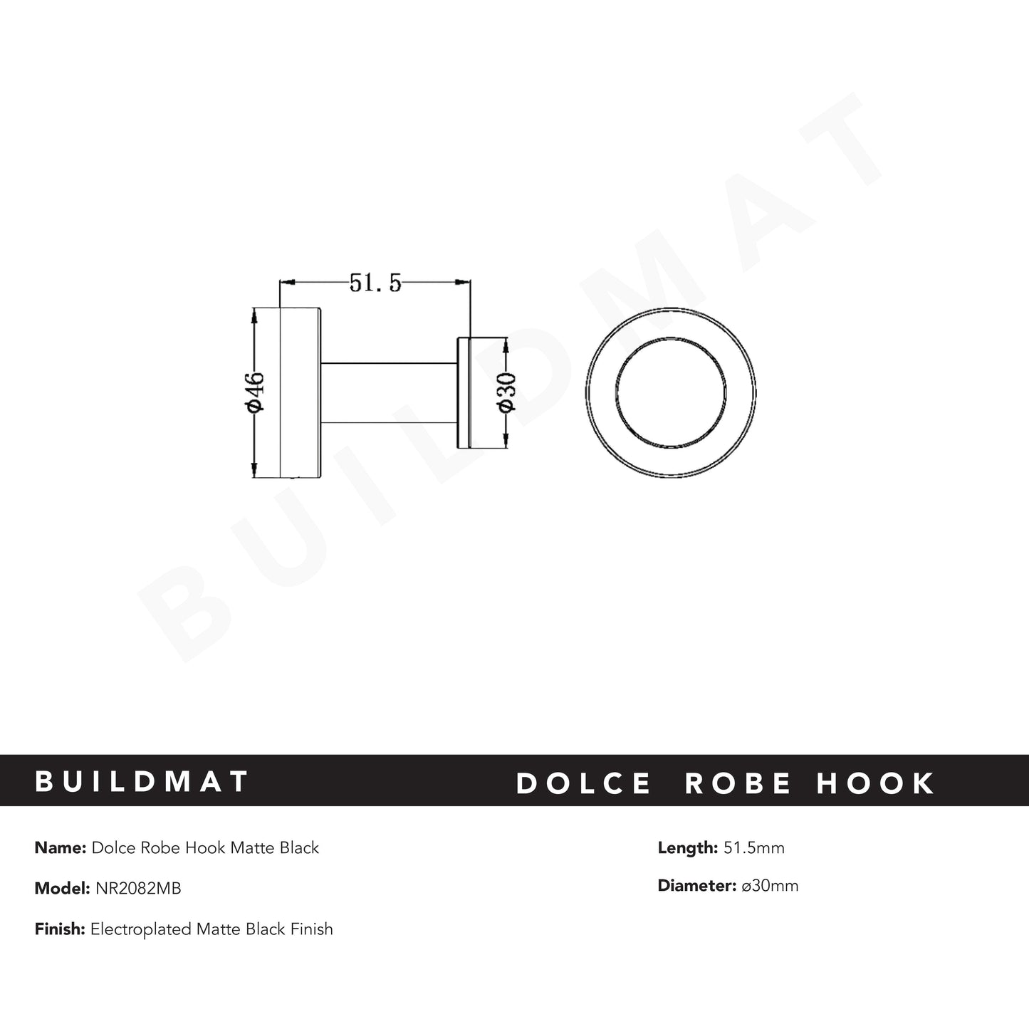 Dolce Robe Hook Matte Black