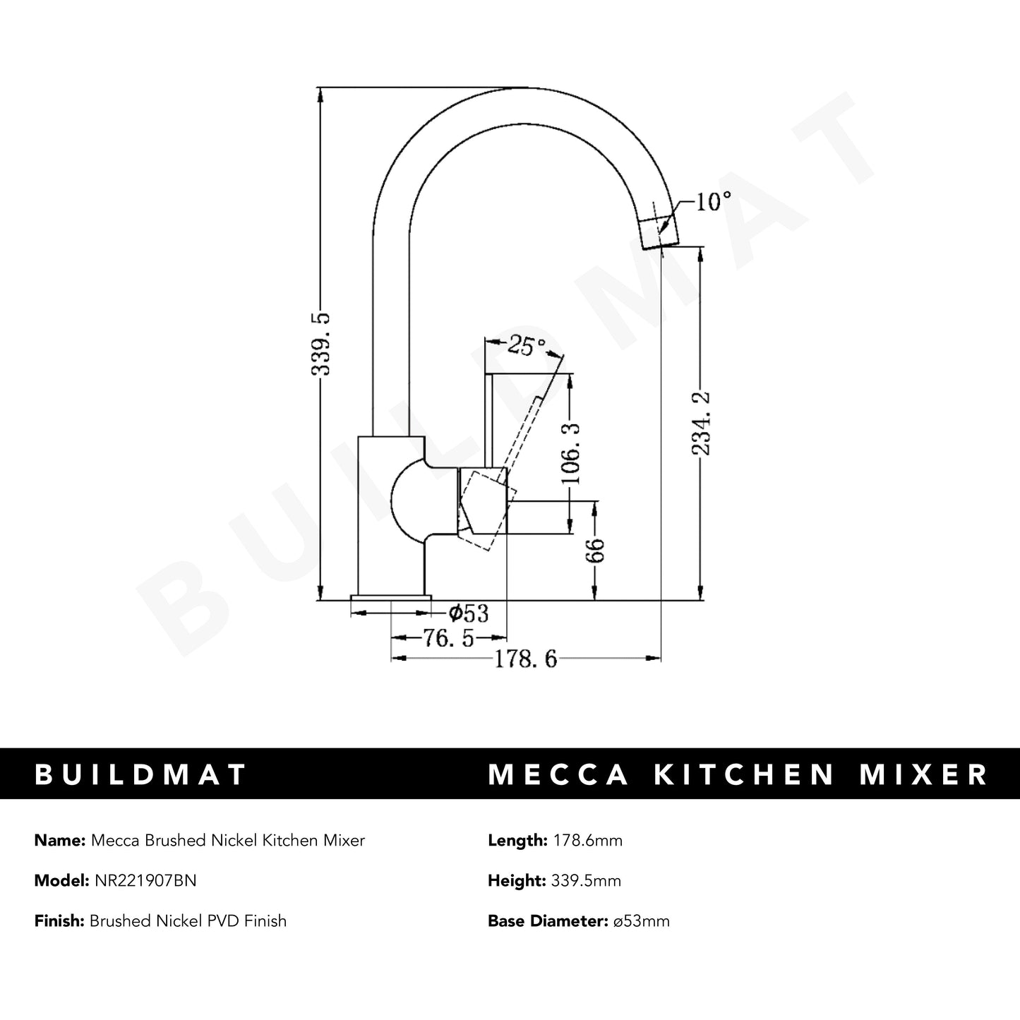 Mecca Brushed Nickel Kitchen Mixer