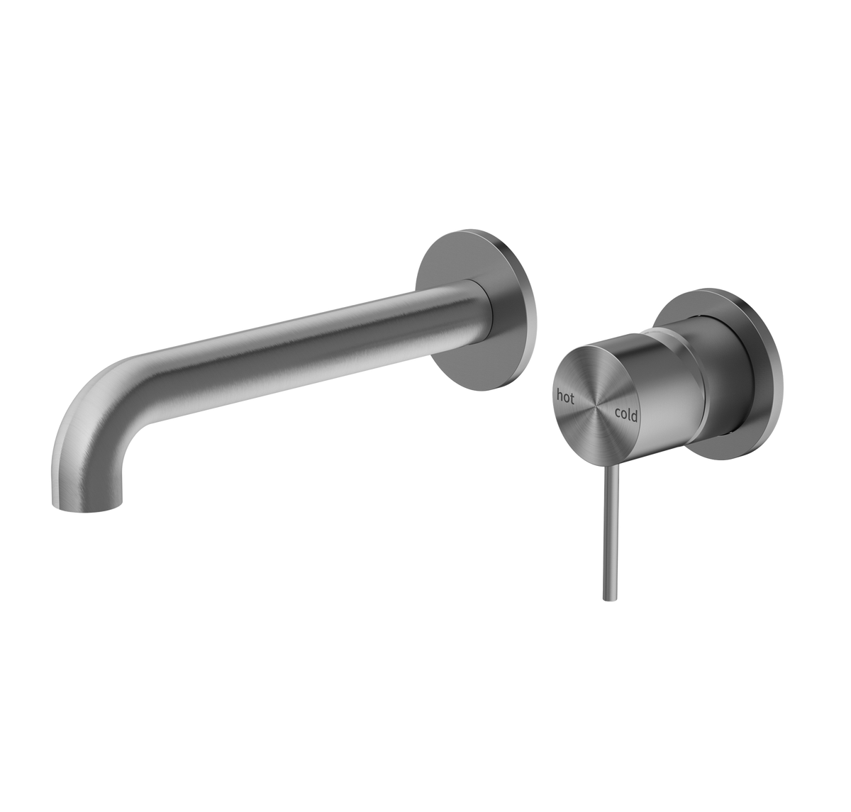Mecca Wall Basin Mixer Separate Back Plate 185mm Spout Brushed Gunmetal