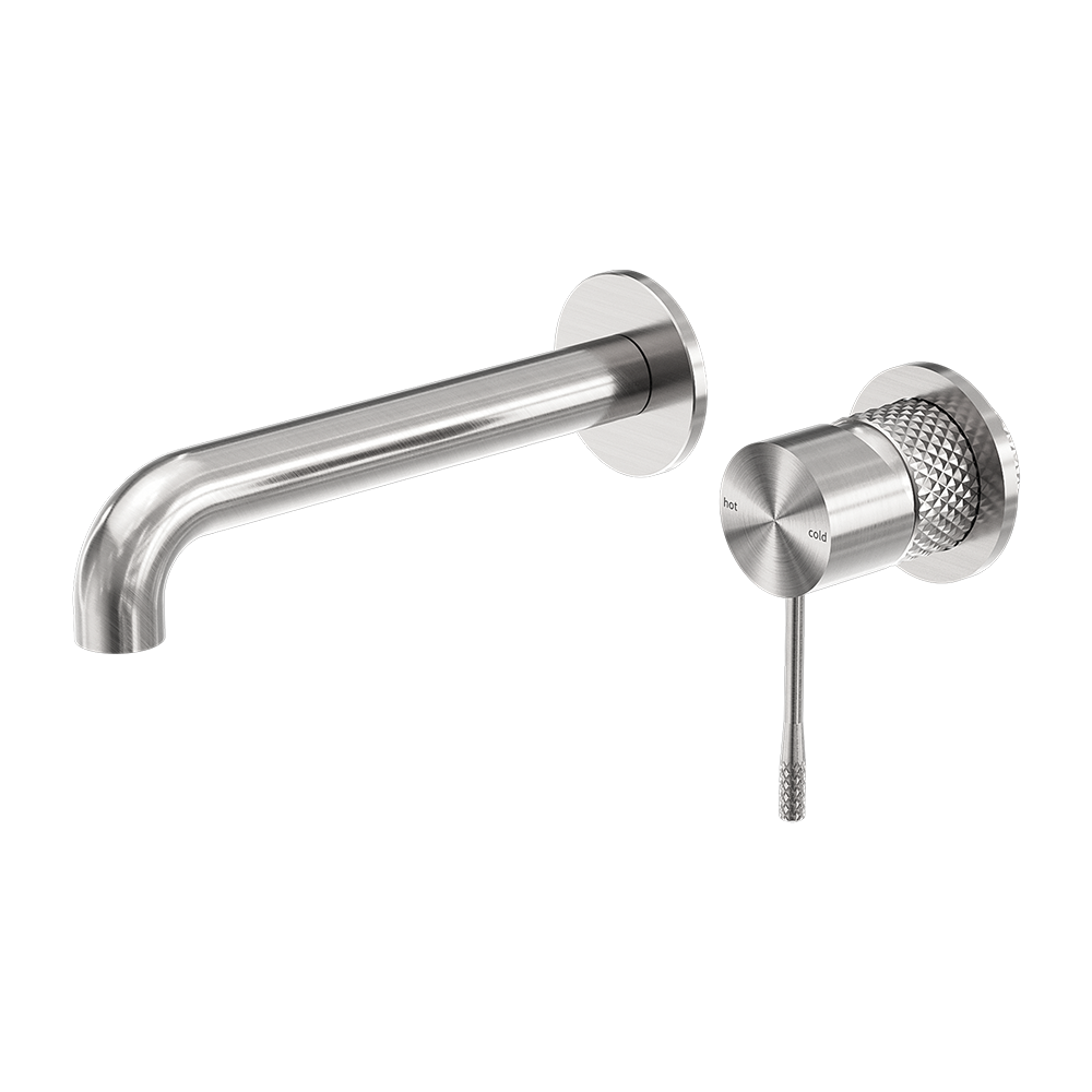 Opal Wall Basin/Bath Mixer 185mm Spout With Separate Back Plate Brushed Nickel