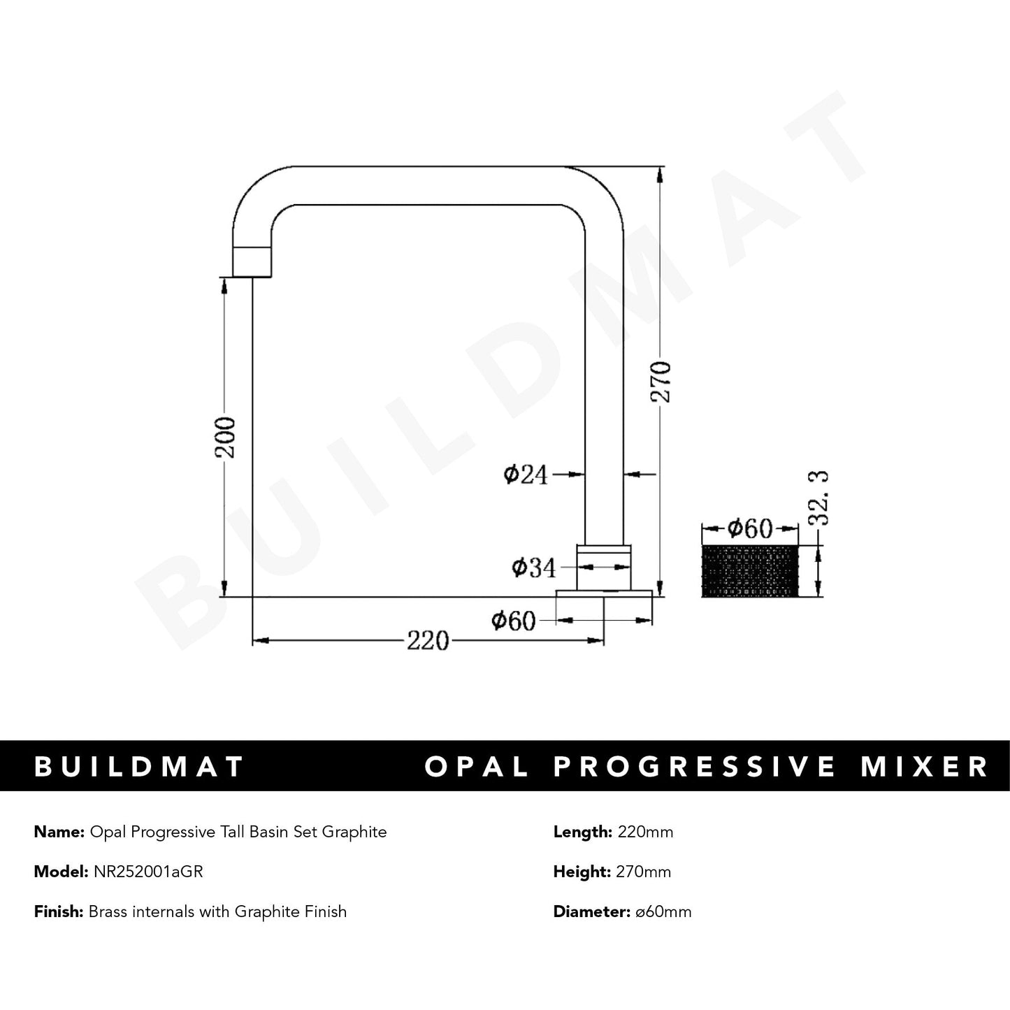 Opal Tall Progressive Basin Set Graphite
