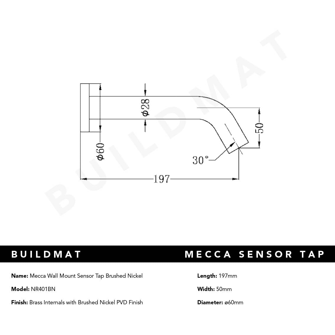 Mecca Wall Mount Sensor Tap Brushed Nickel