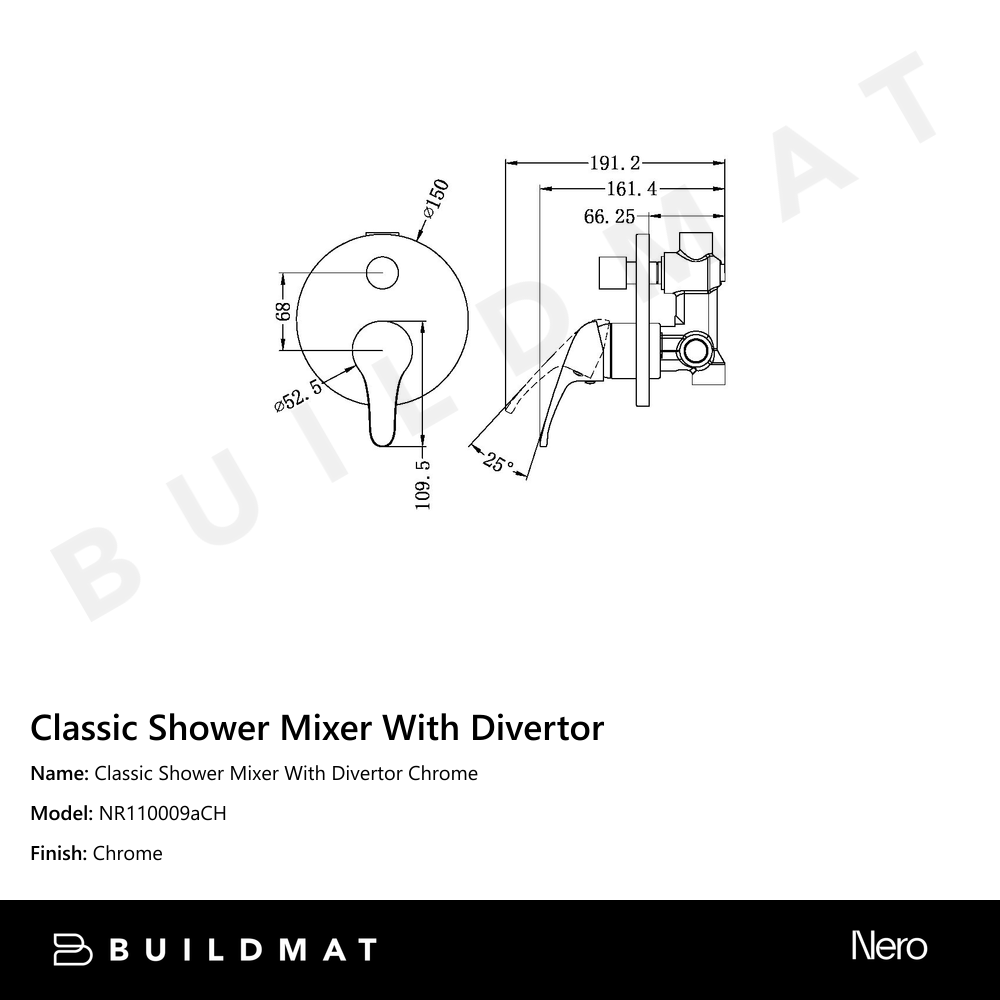 Classic Shower Mixer With Divertor Chrome