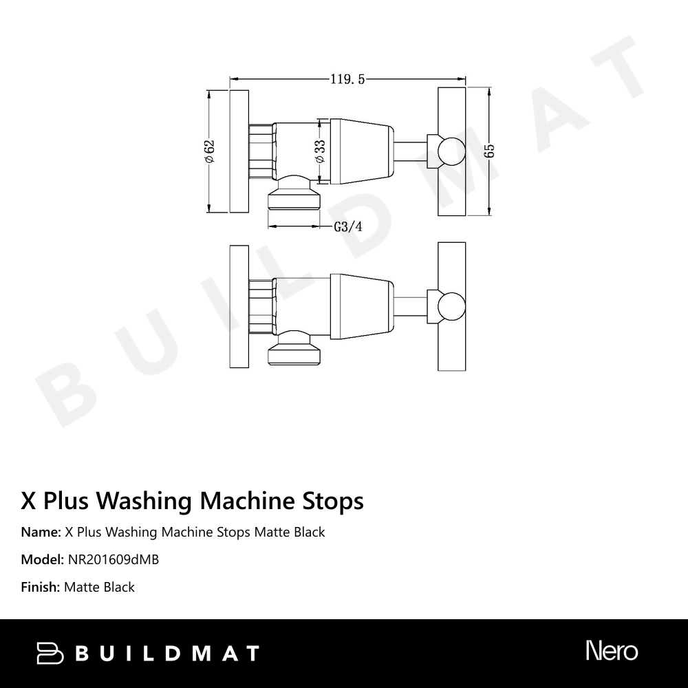 X Plus Washing Machine Stops Matte Black