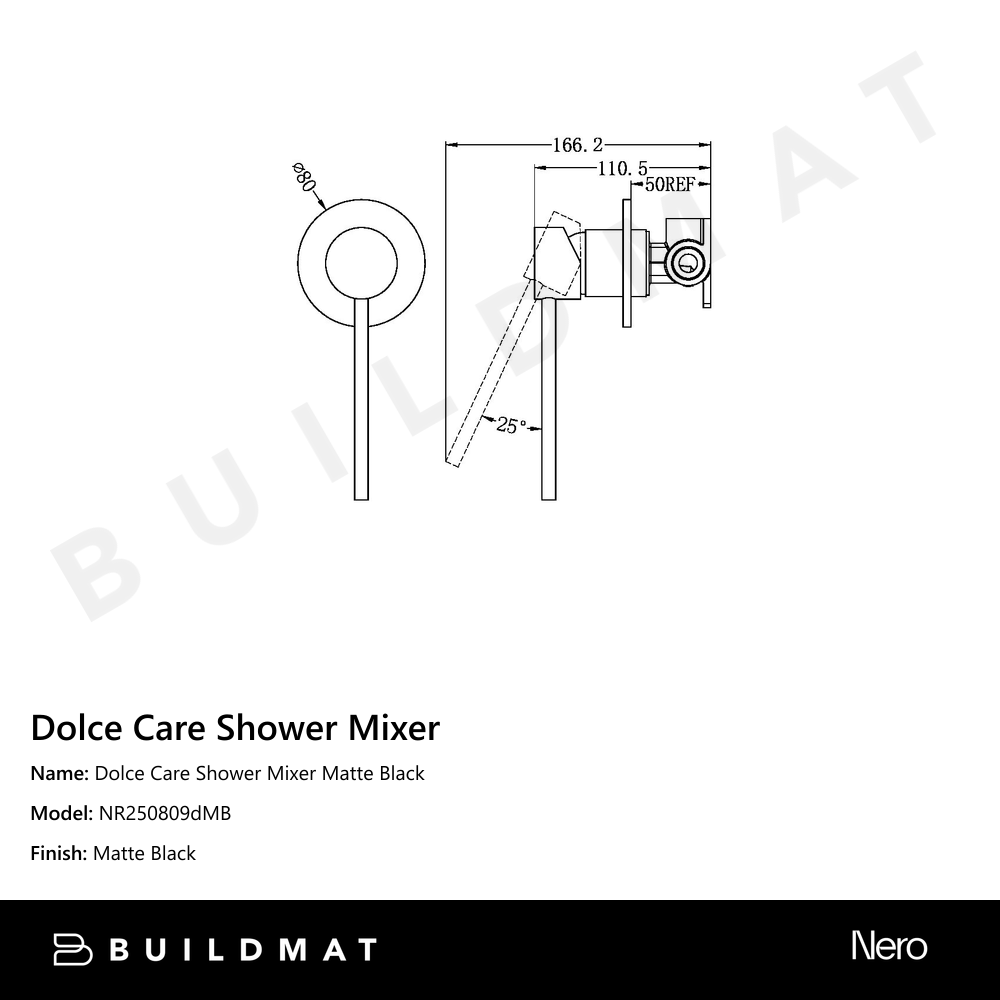 Dolce Care Shower Mixer Matte Black