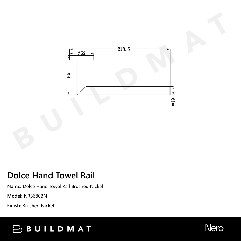 Dolce Hand Towel Rail Brushed Nickel