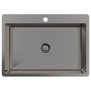 Noah 700x500 Large Single Bowl Tap Landing Sink Brushed Gunmetal - Brushed Gunmetal