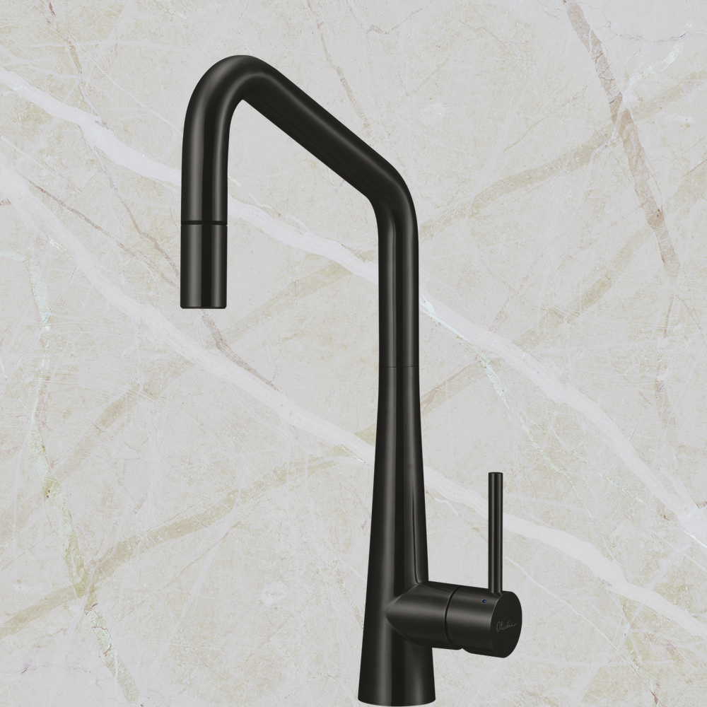 Essente 316 Stainless Steel Square Goose Neck Pull Out Mixer Lead Free Brushed Black