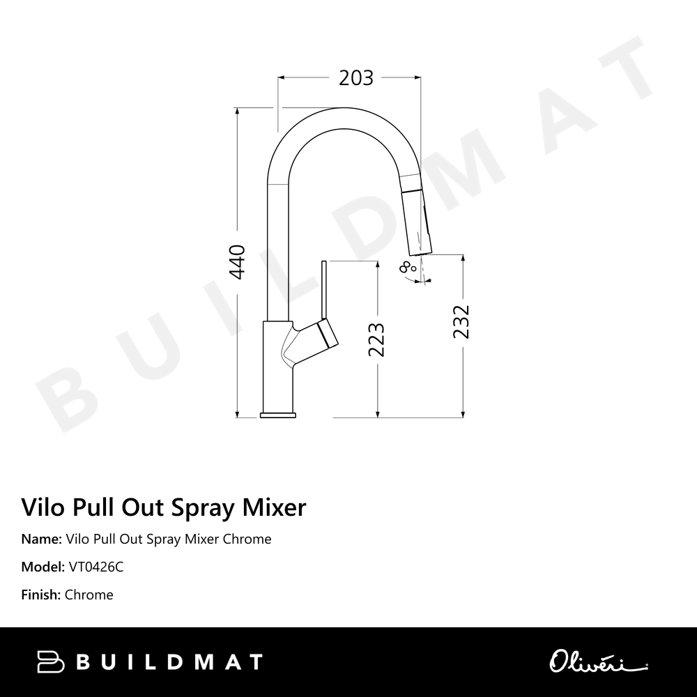 Vilo Pull Out Spray Mixer Chrome