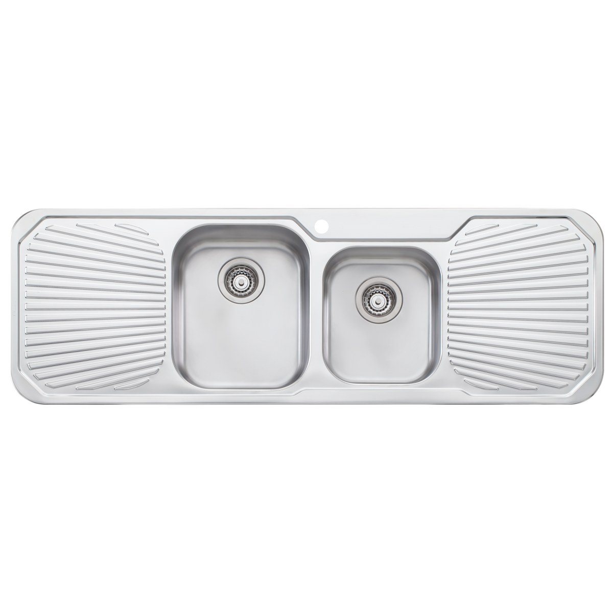 Petite 1 And 3/4 Bowl Sink With Double Drainer Stainless Steel
