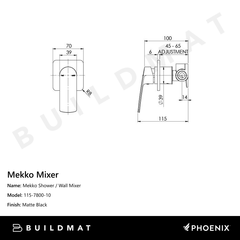 Mekko Shower / Wall Mixer Matte Black