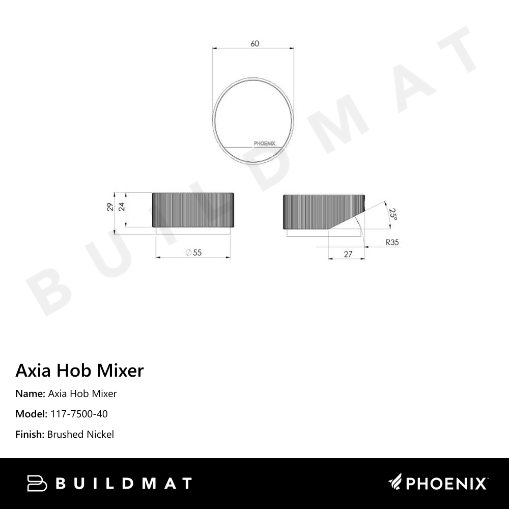 Axia Hob Mixer Brushed Nickel