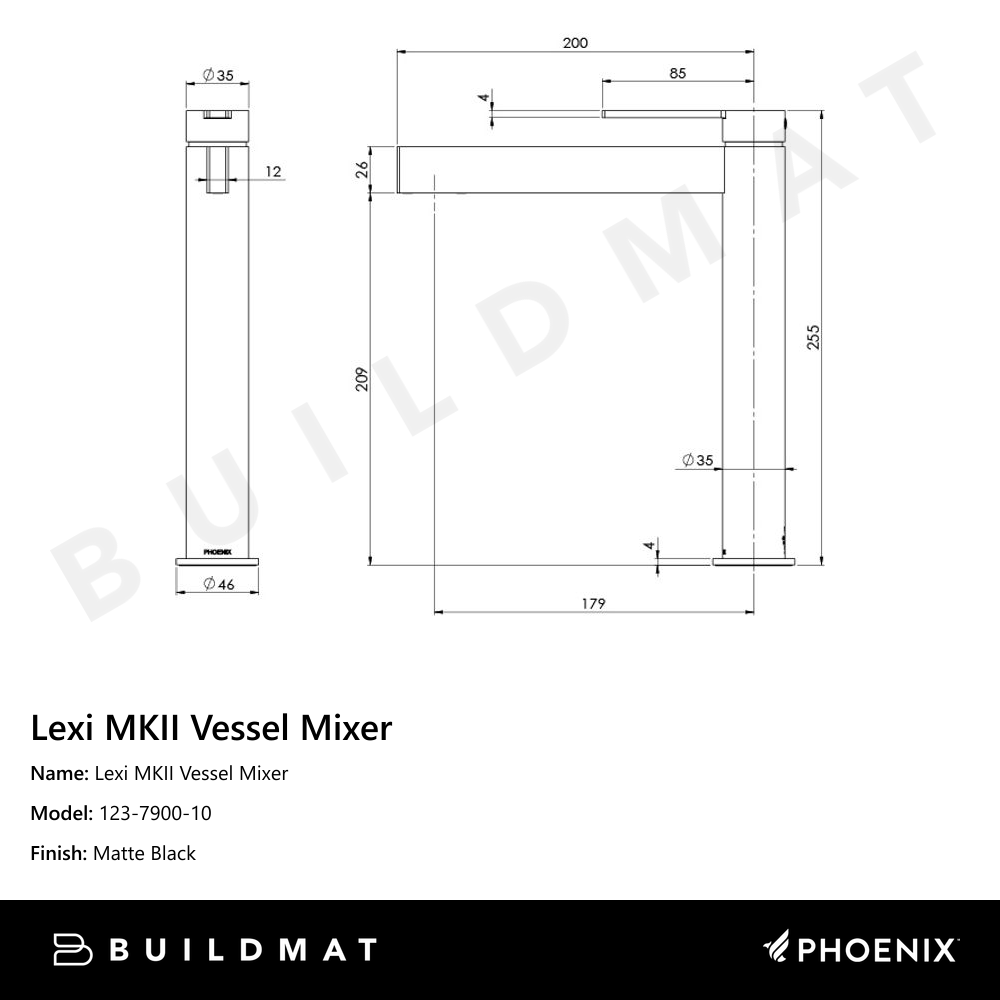 Lexi MKII Vessel Mixer Matte Black
