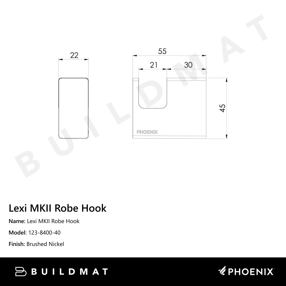 Lexi MKII Robe Hook Brushed Nickel