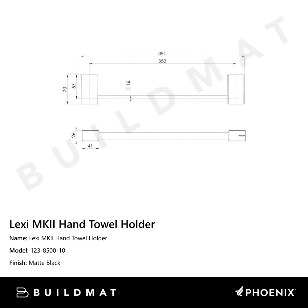 Lexi MKII Hand Towel Holder Matte Black