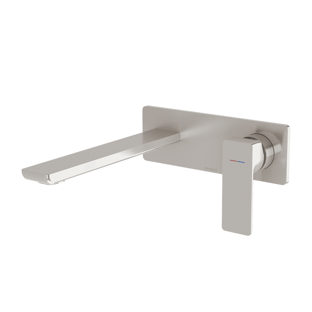 Gloss MKII SwitchMix Wall Basin / Bath Mixer Set 200mm Fit-Off Kit Brushed Nickel