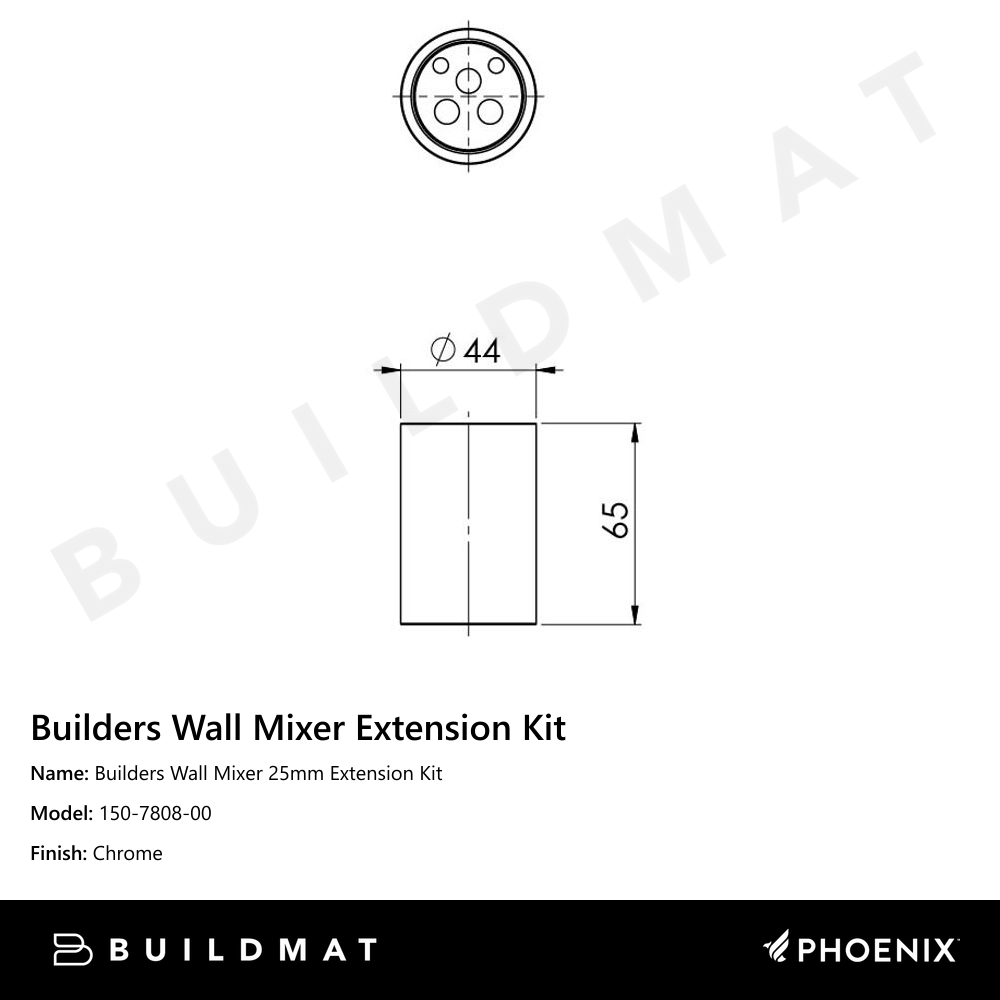 Builders Wall Mixer 25mm Extension Kit Chrome