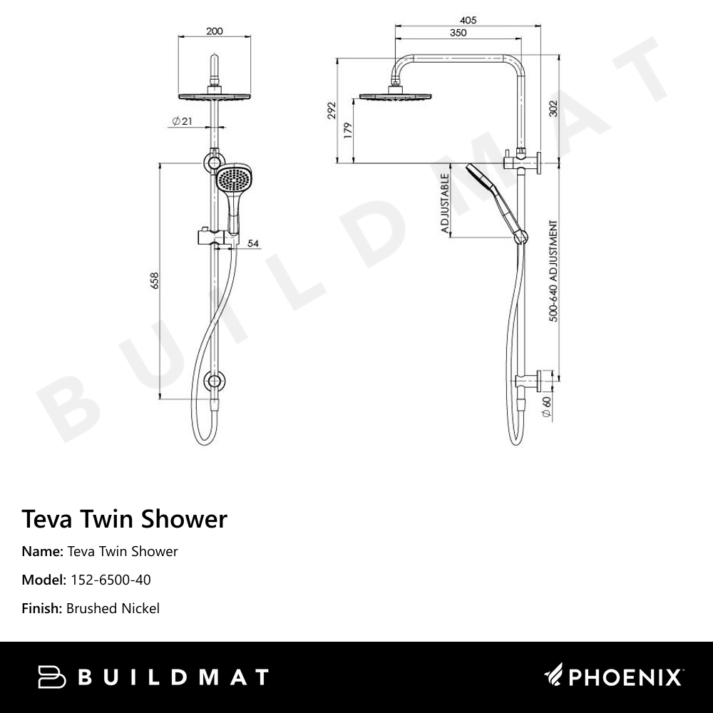 Teva Twin Shower Brushed Nickel
