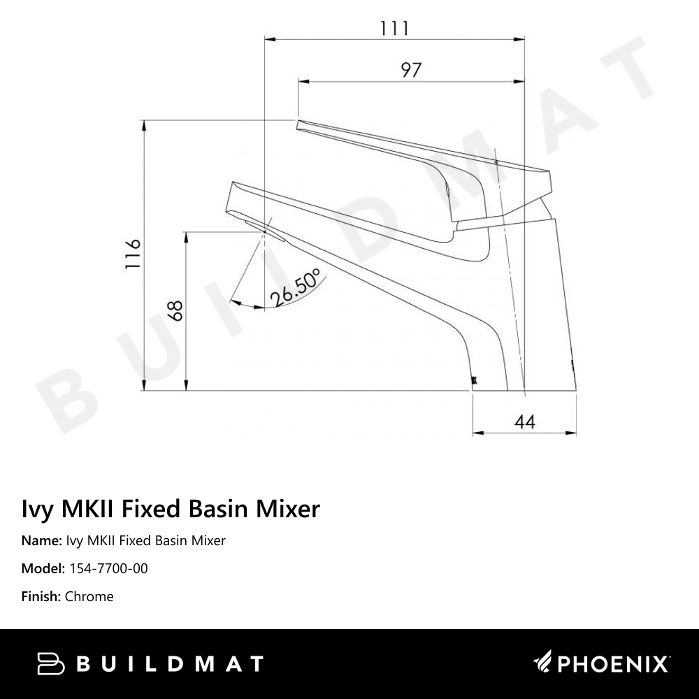Ivy MKII Fixed Basin Mixer Chrome