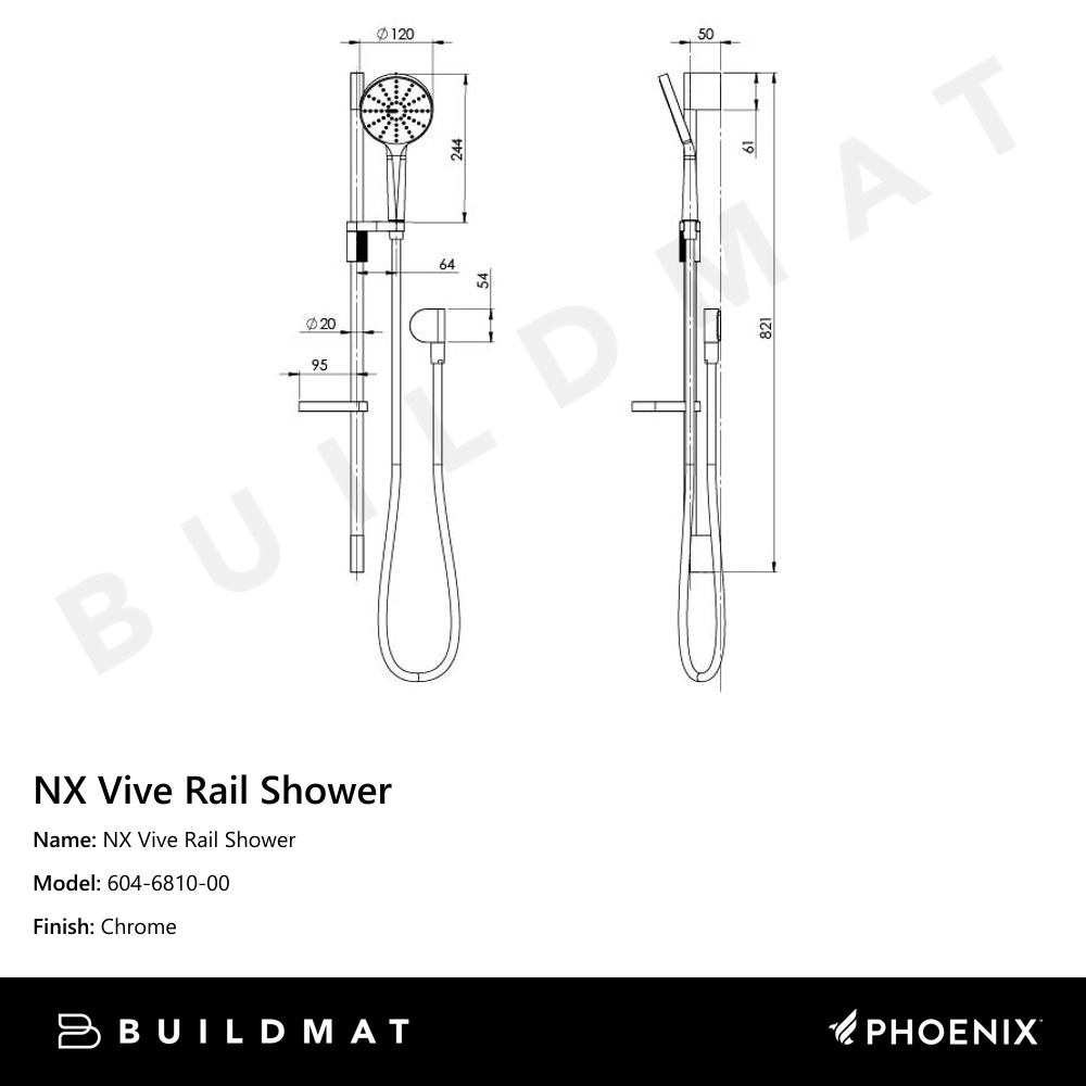 NX Vive Rail Shower Chrome