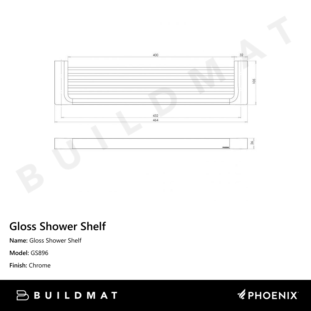 Gloss Shower Shelf Chrome