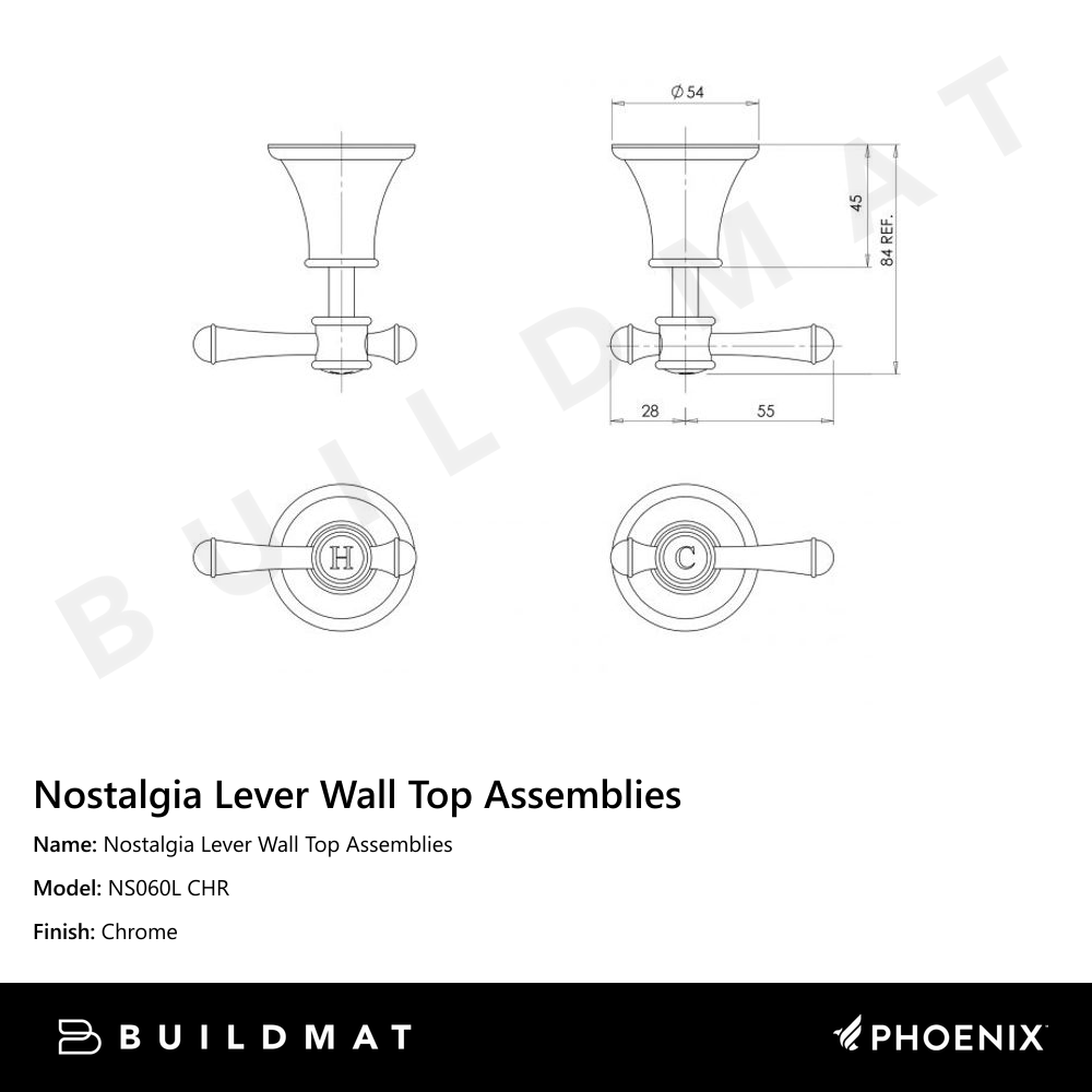 Nostalgia Lever Wall Top Assemblies Chrome