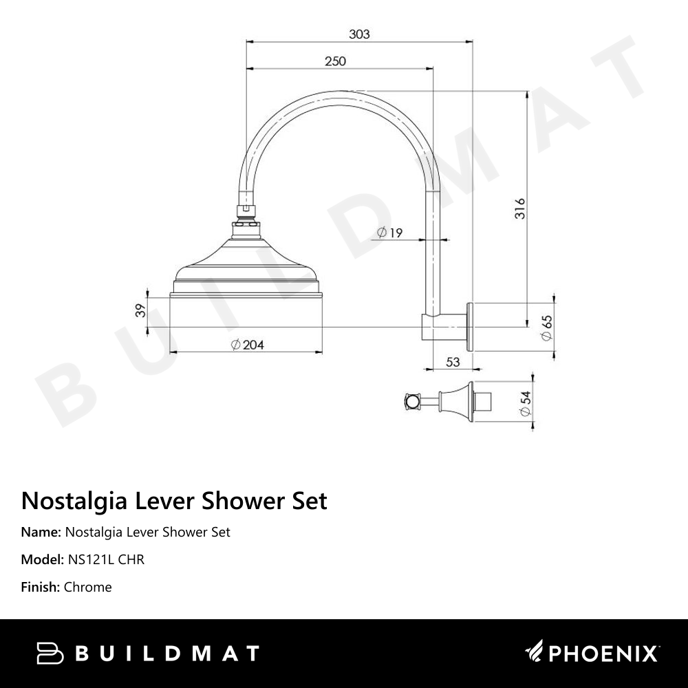 Nostalgia Lever Shower Set Chrome