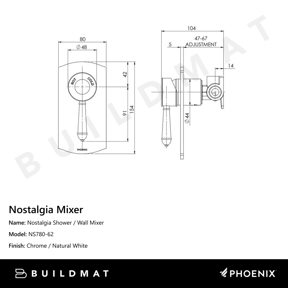 Nostalgia Shower / Wall Mixer Chrome White