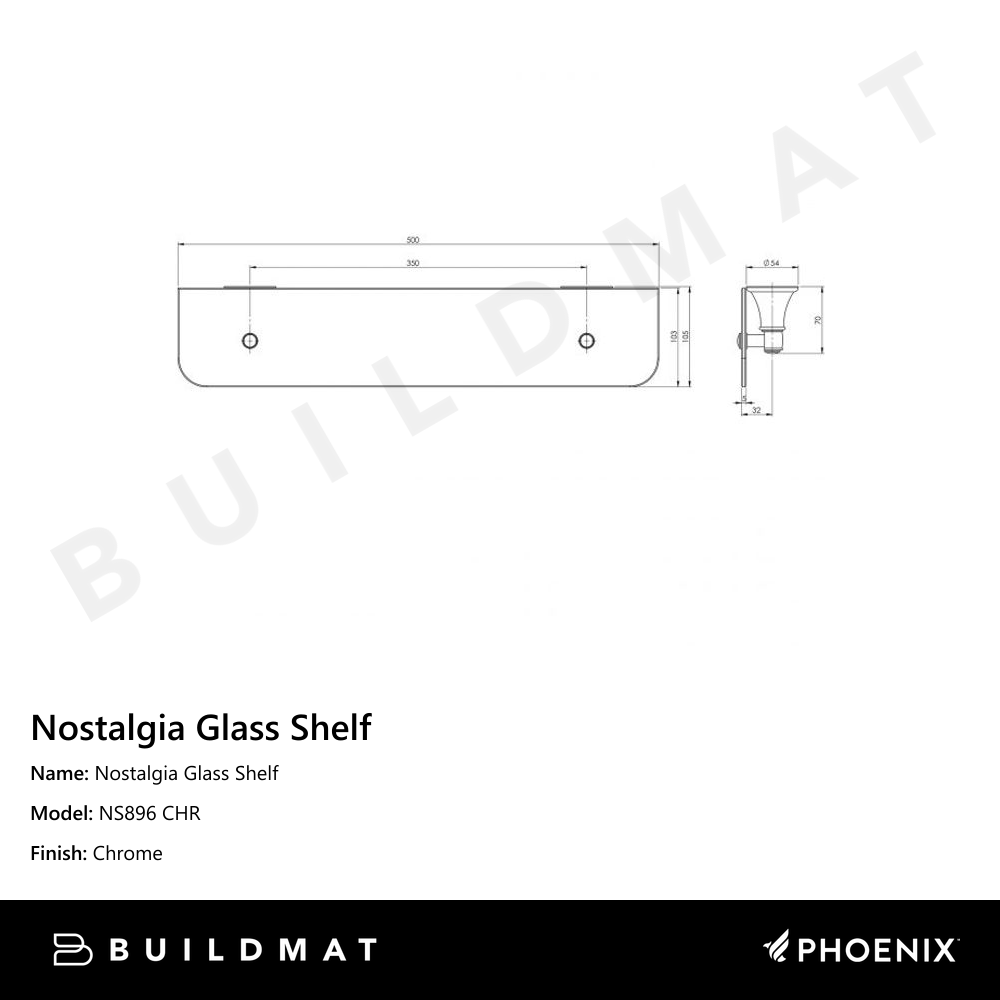 Nostalgia Glass Shelf Chrome