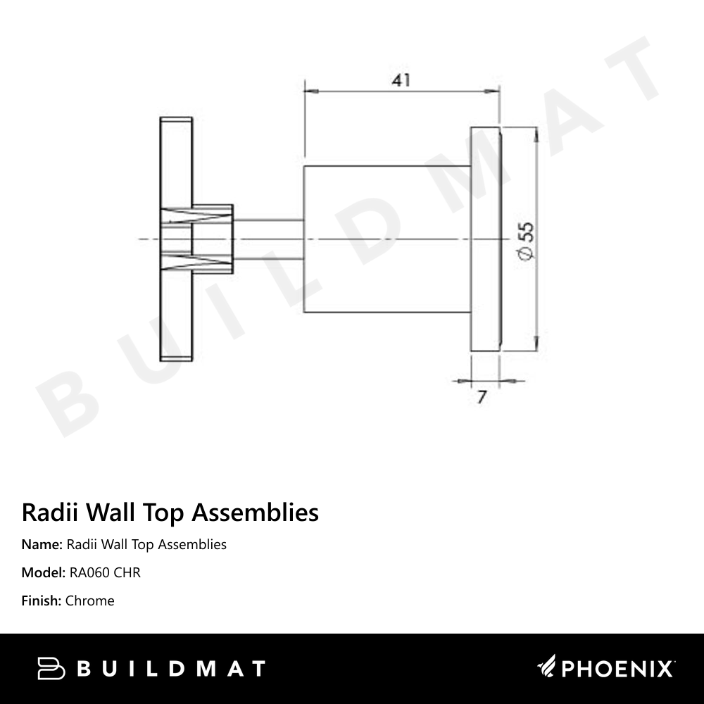 Radii Wall Top Assemblies Chrome