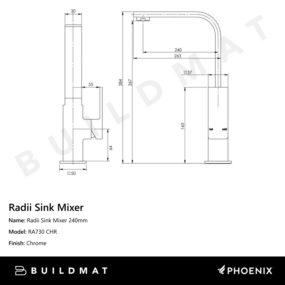 Radii Sink Mixer 240mm Chrome
