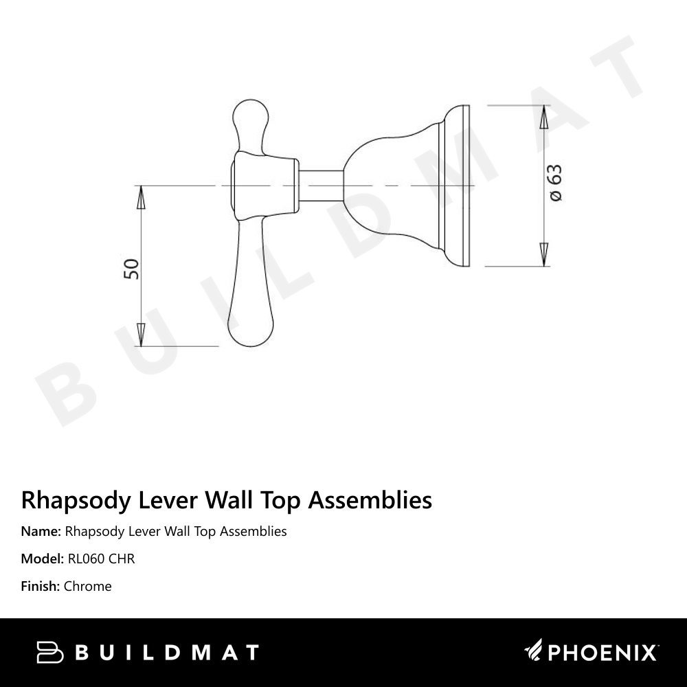 Rhapsody Lever Wall Top Assemblies Chrome
