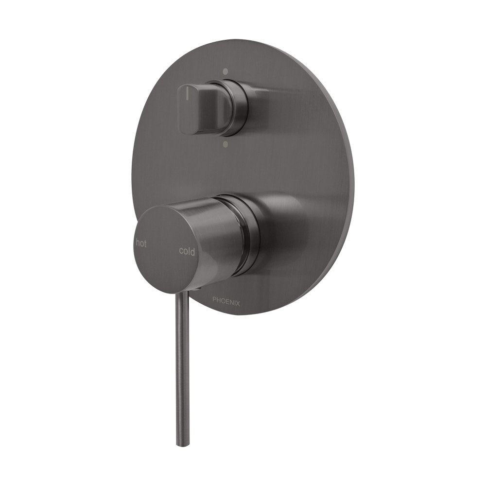 Vivid Slimline SwitchMix Shower / Bath Diverter Mixer Fit-Off Kit Brushed Carbon