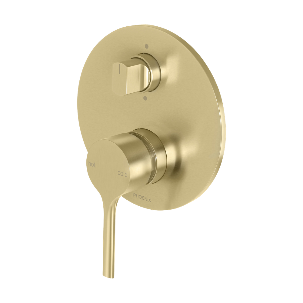 Vivid Slimline Oval SwitchMix Shower / Bath Diverter Mixer Fit-Off Kit Brushed Gold