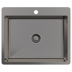 River 600x500 Medium Single Bowl Tap Landing Sink Brushed Gunmetal - Brushed Gunmetal